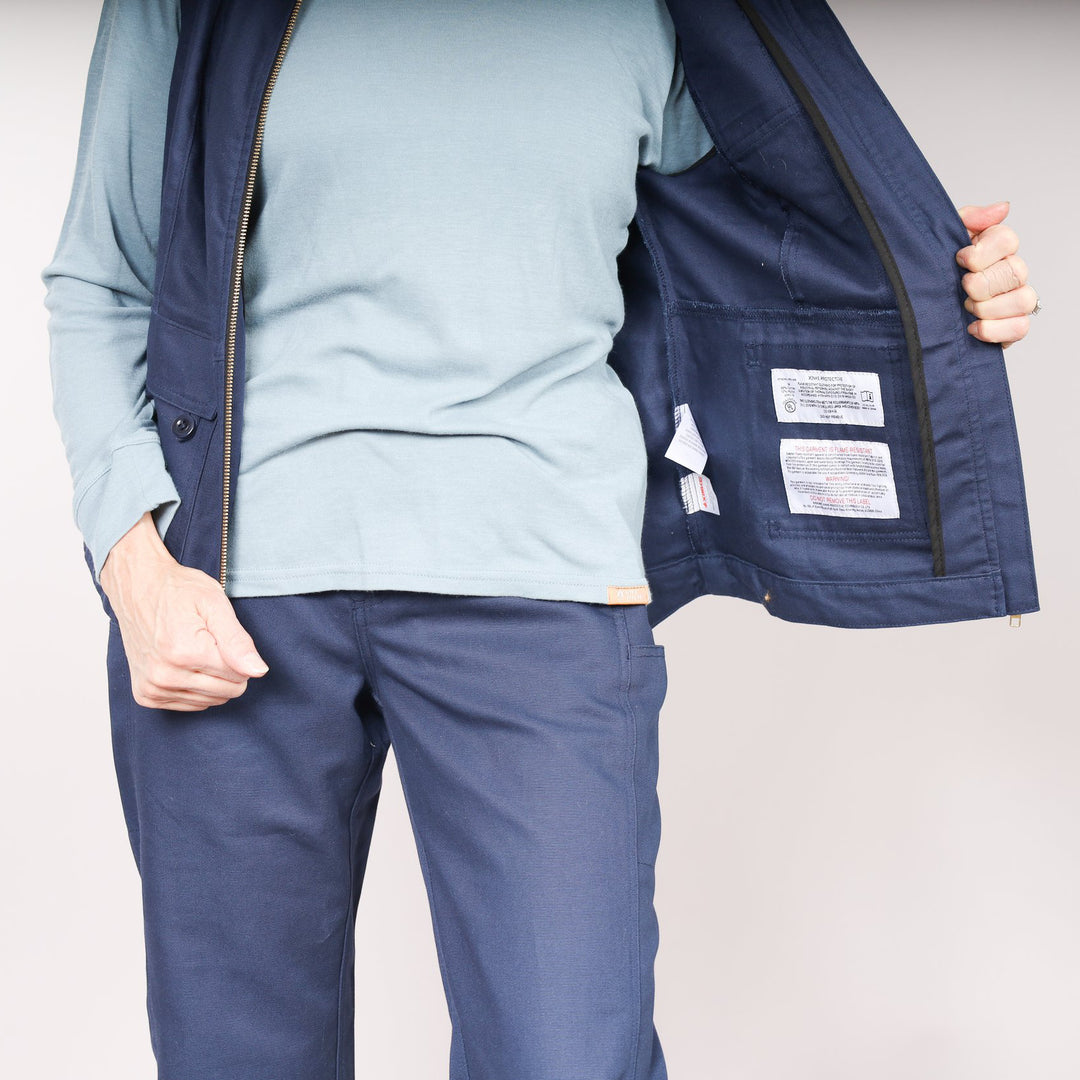 FR Utility vest for women blue inside view