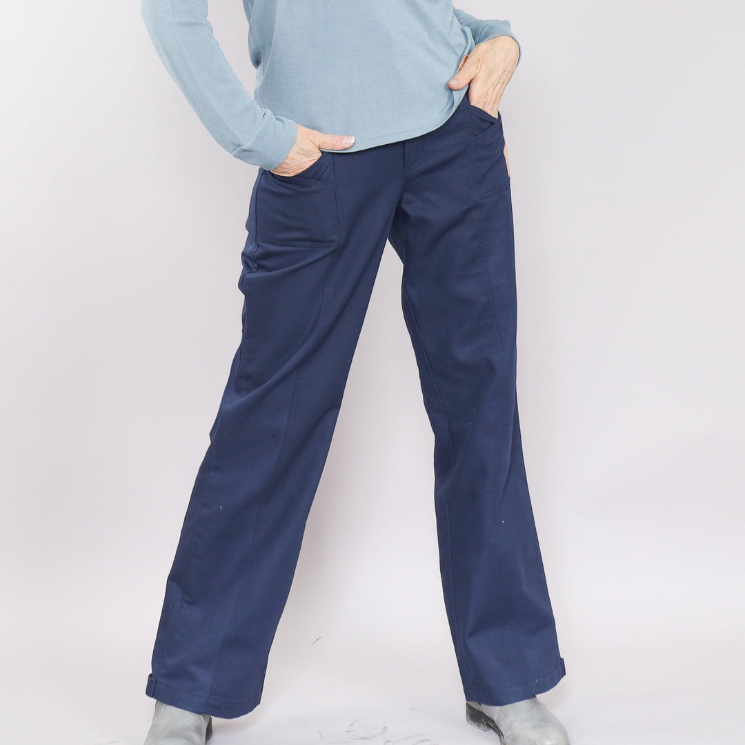 FR wide leg pant for women blue pockets