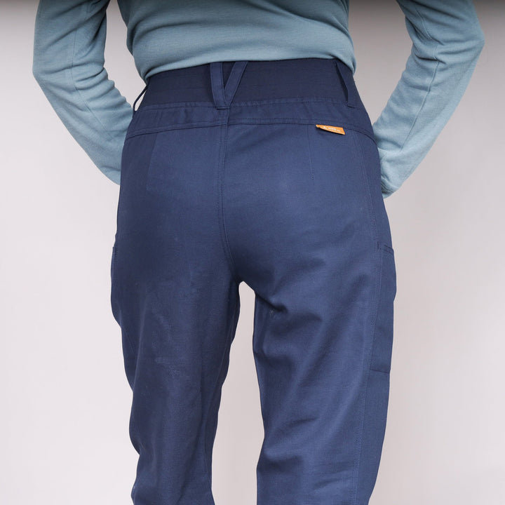 FR slim leg pant for women blue back view
